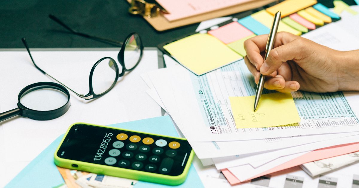 Bookkeeping financial documents on a desk
