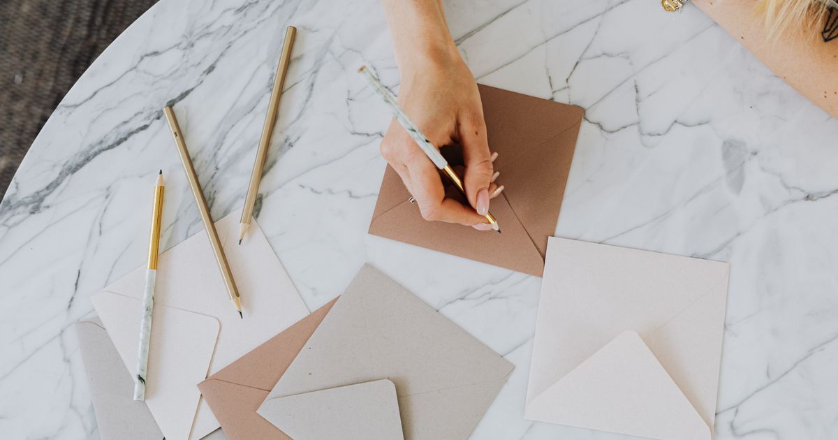 Hand writing on envelopes for reminder letters